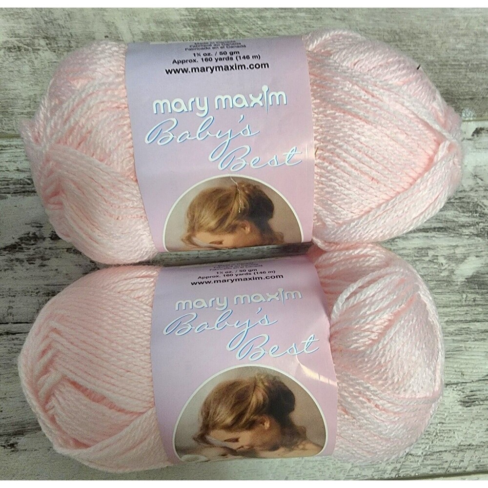 (2) Mary Maxim Baby's Best yarn, Shade: Light Pink Approx. 160 yds each